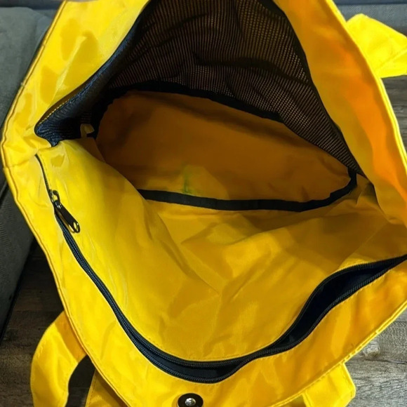 VTG LL BEAN Freeport Maine MADE INUSA Colorblock GRN Yellow Unisex Shoulder Tote - Picture 10 of 11